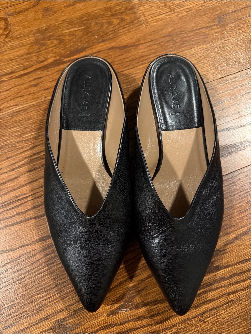 Alumnae Pointed Toe Mules, Black